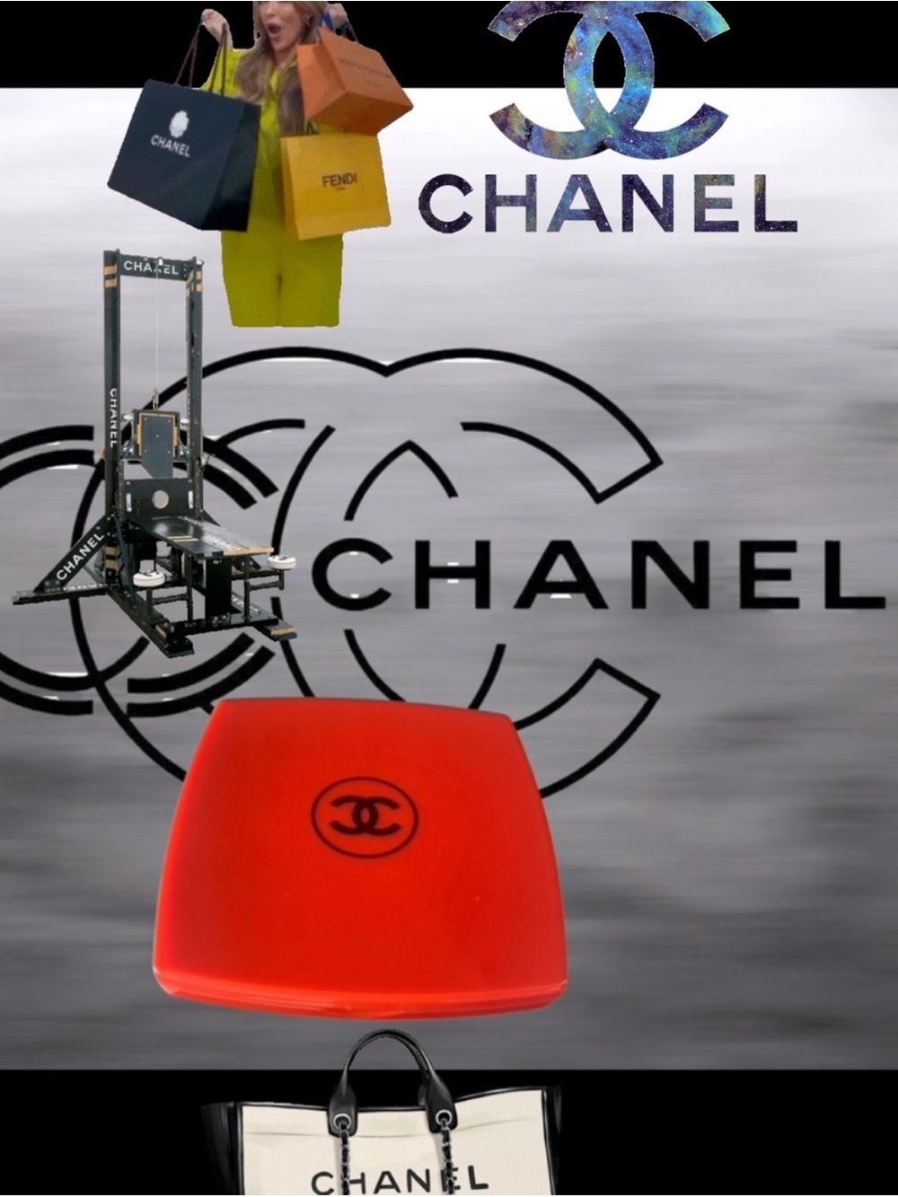 CHANEL Red Compact Mirror with CC Emblem